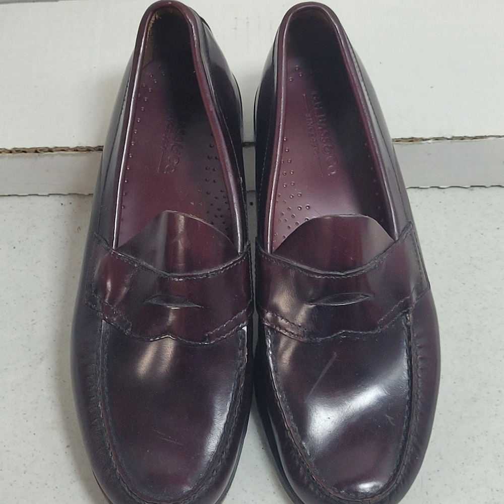 GH Bass Weejuns Logan Penny Loafers Mens 11 D Burgundy Leather Shoes 110066N731